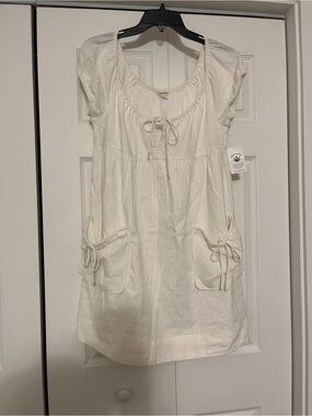 Lucky Brand White Short Sleeve Peasant Dress